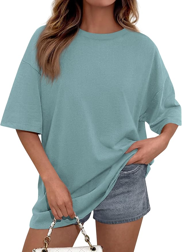 PRETTYGARDEN Womens 2026 Spring Going Out Tops Casual Short Sleeve Crewneck Loose Fit Basic Oversized T Shirts Summer Outfits