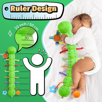 LIGHTDESIRE Baby Toys Musical Caterpillar,Infant Toys 3 6 12 Months Sensory Toy with Ruler Design,Mirror,Pull String,Crinkle&Ring Bell,Baby Teething Toy for Tummy Time Boy Girl Gifts (Lime Green)