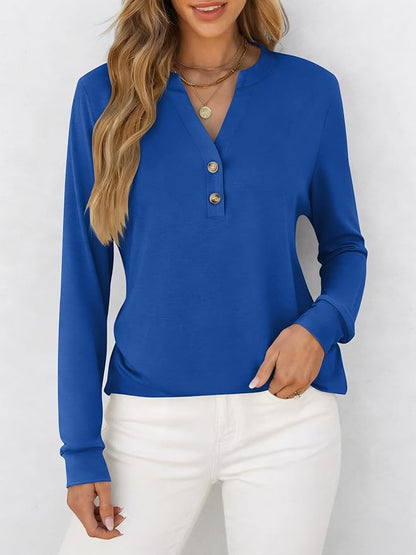 ANRABESS Women's Long Sleeve Shirts 2026 Spring Fashion Dressy Casual Tops Trendy Henley Blouses Cute Work Outfits Clothes
