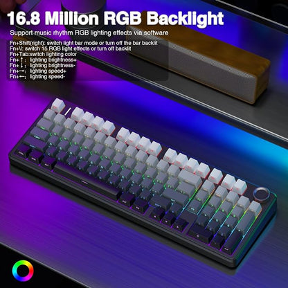 AULA F99 Pro Wireless Mechanical Keyboard with Knob,Gasket Structure,Tri-Mode BT5.0/USB-C/2.4GHz Hot Swappable Keyboard,Creamy Sound,RGB Backlit PBT Keycaps Computer Gaming Keyboards
