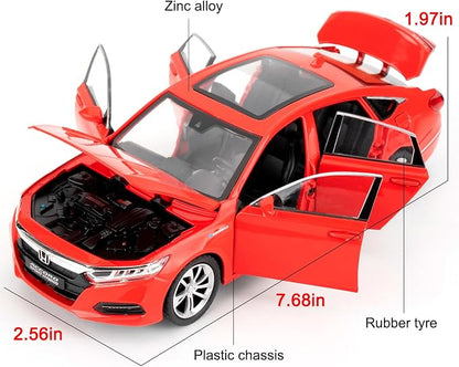 WAKAKAC Toy Car Compatible for 1:24 Accord Car Model, Pull Back Diecast Toy with Sounds＆Lights for Kids Boys Girls and Adults, Gift Red