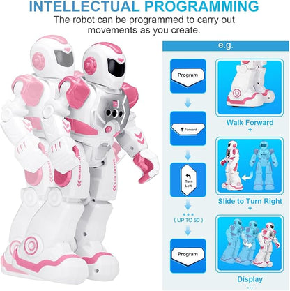 KingsDragon Robots Toy for Kids, RC Gesture Sensing Toy, Interactive Walking Singing Dancing Robot Birthday Presents for Boys Girls Age 6 7 8 9 Years Old,Pink