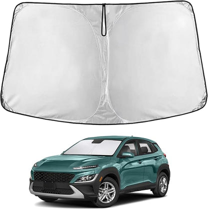 EcoNour Windshield Sunshade Compatible for Hyundai Kona 2018-2021 2022 2023, Sun Visor for Front Windshield & Window Sun Shade Cover, UV Heat Blocker & Protector, Car Accessories