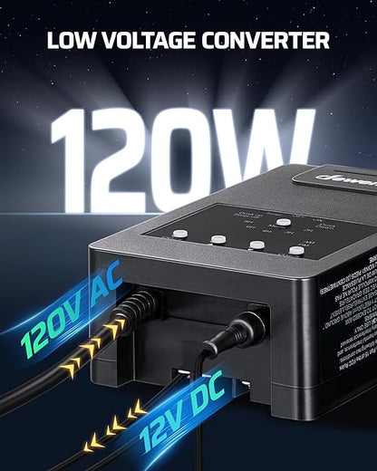 DEWENWILS 120W Low Voltage Transformer with Photocell Sensor & Timer, 120V AC to 12V DC, Weatherproof Landscape Lighting Transformer for Spotlights, Garden Lights, Steplight, Billboard…