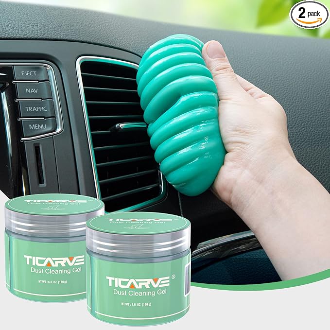 TICARVE 2Pack Cleaning Gel for Car Detailing Vent Cleaner Cleaning Putty Gel Auto Detail Tools Car Interior Cleaner Cleaning Mud for Cars and Keyboard Cleaner Cleaning Slime Green (320g/11.2oz)
