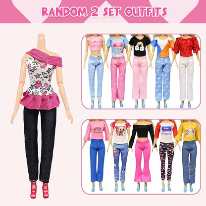 Ecore Fun 99 Pcs Doll Clothes Outfits and Accessories- 5 Princess/ Wedding Gowns 12 Fashion Dresses 2 Leisure Outfits 2 Bikini Swimsuits 10 Shoes and 57 Accessories for 11.5 inch Dolls,Girl Gift