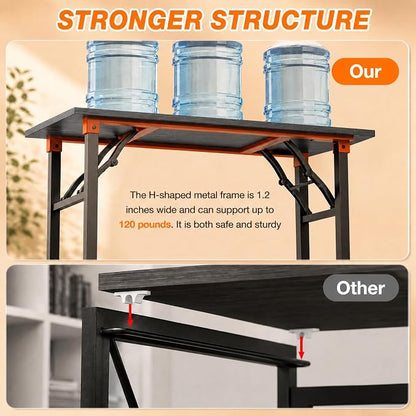 Folding Table Computer Desk - 35.8" No Assembly Folding Desk with Power Outlets & USB Charging Port, Small Desk, Foldable Office Desk, Compact Storage Portable Use for Small Space, Marble Greige
