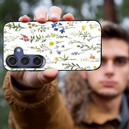 Designed for Galaxy S25 FE Phone Case,Slim Silicone Shockproof Protective Case for Galaxy S25 FE 6.7 inch,Flower Weeds Leaves