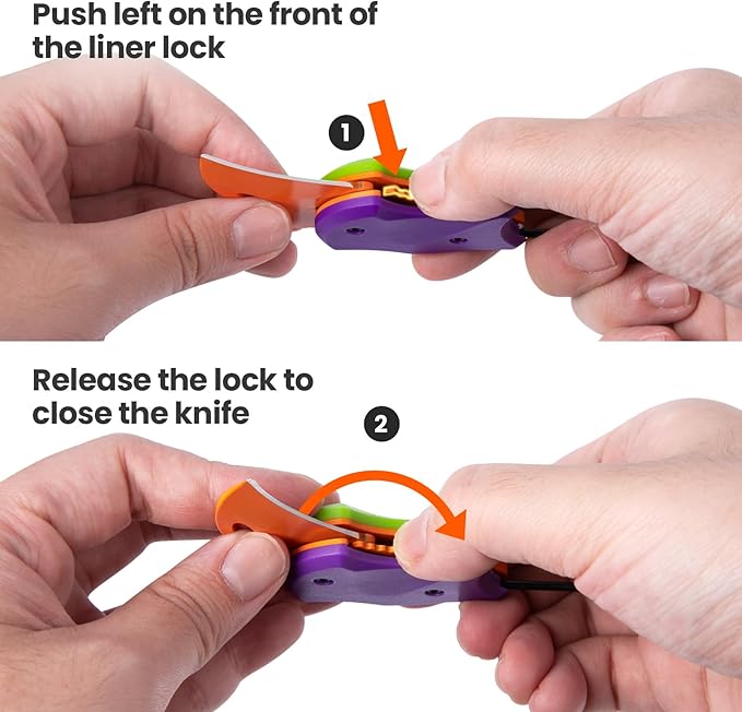 FUNBRO Small Pocket Knife for Men, Edc Knives Tool | Cool Folding Knife Box Cutter with 1.34 Inch Sharp Blade, Great Gift for Men (purple & Green)