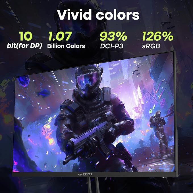 Amzfast 24.5 Inch 280Hz/240Hz FHD 1080p Gaming Monitor, 1ms Adaptive Sync, 3000:1, 126% sRGB, 93% DCI-P3, TÜV Rheinland Eye Care, HDMI 2.0 x 2 & DP 1.4 x 2, AMZG25X1 Pro