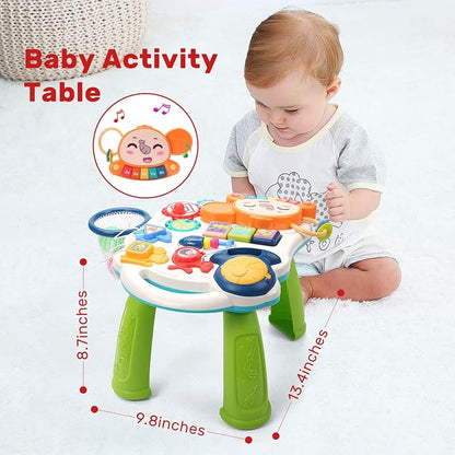 CUTE STONE Sit to Stand Learning Walker, 2 in 1 Baby Push Walker, Early Educational Child Activity Center, Multifunctional Removable Play Panel, Baby Music Learning Toy Gift for Infant Boys Girls