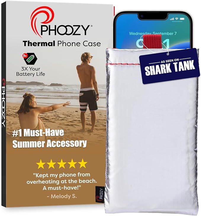 PHOOZY Apollo Thermal Phone Case | Insulated Phone Pouch Extends Battery Life 3X | Heat Resistant Drop Protection | Military Grade Water Resistant | Large | Silver