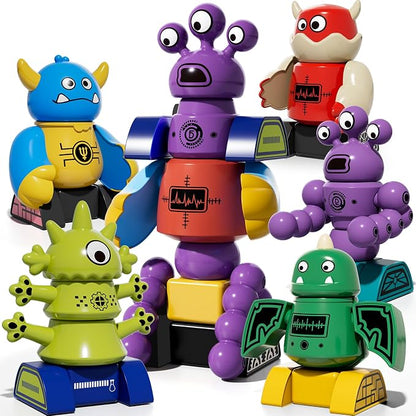 TEMI Magnet Robot Toy for Kids 3-5 Years Old | Monster Magnet Toys Stacking Transform Toys with Storage Box, Set for 3 4 5 6 7 Years Old Boys, Christmas and Birthday Gifts
