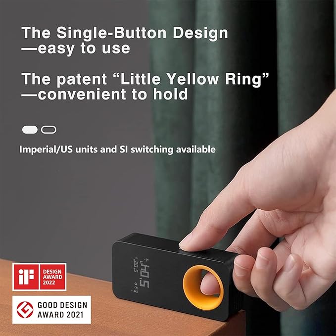 HOTO Pocket-Size Laser Measuring Tool, EDC Gadget Birthday Gift for Men Dad | Keychain-ready Carry Design, 98Ft Laser Tape Measure ±2mm Accuracy, USB-C Rechargeable, OLED Display, Ft/M/in Unit Conversion