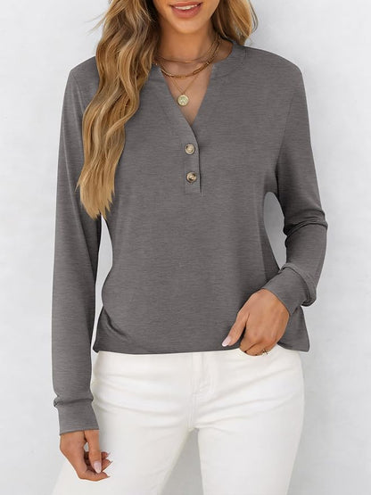 ANRABESS Women's Long Sleeve Shirts 2026 Spring Fashion Dressy Casual Tops Trendy Henley Blouses Cute Work Outfits Clothes