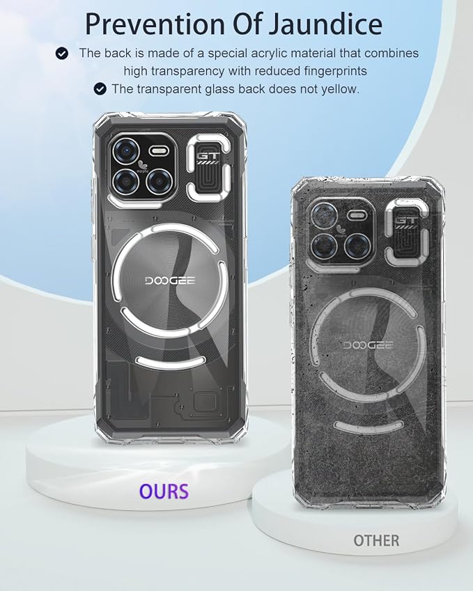 Case Cover for DOOGEE Blade GT AI 5G, Phone Case with Ring Buckles and Lanyards, Premium TPU Material Protective Shell, Protective Cover with Scratch and Anti-Fingerprint, Transparent
