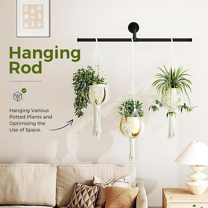 Bamworld Hanging Planters for Indoor Plants Plant Hanger Indoor Hanging Plant Holder Window Plant Shelves Metal Rod(Pot&Plant Not Included) 35.8in