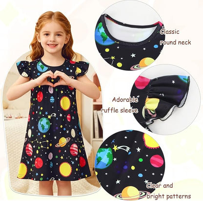AmzBarley Matching Doll & Girl Pajamas Girls Nightgowns Sleepwear Night Dress for Kids and 18 inch Doll Clothes