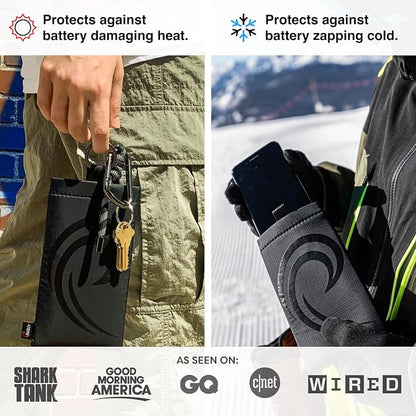 PHOOZY Apollo II Thermal Phone Case with NASA-Derived Technology - Extends Battery Life 4X in Hot or Cold Weather - Military Grade 8-Foot Drop Protection Insulated Pouch - Medium Black