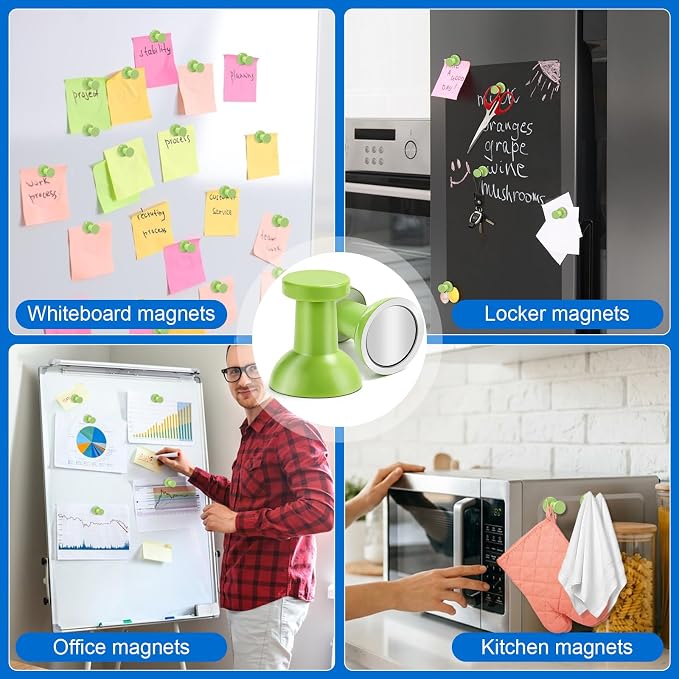 LOVIMAG Fridge Magnets 20Pcs, Magnet for Refrigerator Whiteboard, Green | Small Strong Neodymium Metal Cute Push Pin for Classroom, Kitchen, Accessories Decorative, Office, Calendar