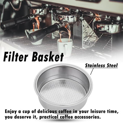 51mm Stainless Steel Coffee Filter Double Layer Filter Basket Stainless Steel Portafilter Basket Espresso Handle Compatible for Portafilter Coffee Machine(Double Cup)