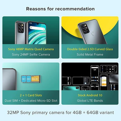 UMIDIGI A9 Pro Unlocked Cell Phones(4+64GB) 6.3" FHD+ Full Screen, 4150mAh High Capacity Battery Smartphone with AI Matrix Quad Camera, Dual SIM Phone