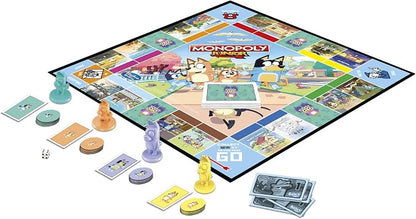 Hasbro Gaming Monopoly Junior Bluey Edition Board Game | Kids Play as Bluey, Bingo, Mum & Dad for Girls & Boys | Ages 5+ (Amazon Exclusive)