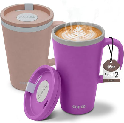 Copco Cone Desk Mug 16 Oz - Purple/Brown, Set of 2