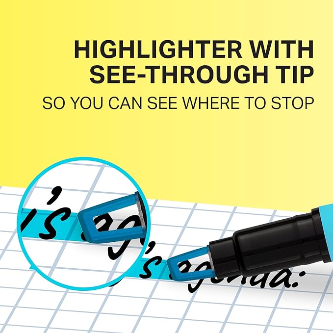 Sharpie Clear View Highlighter Sticks, Chisel Tip Highlighter Market Set, Essential School & Teacher Supplies, Smear Resistant, Assorted Color Highlighters, 8-Pack