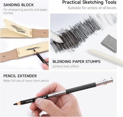 Shuttle Art Sketching and Drawing Pencils Set, 37-Piece Professional Sketch Pencils Set in Zipper Carry Case, Drawing Kit Art Supplies with Graphite Charcoal Sticks Tool Sketch book for Adults Kids