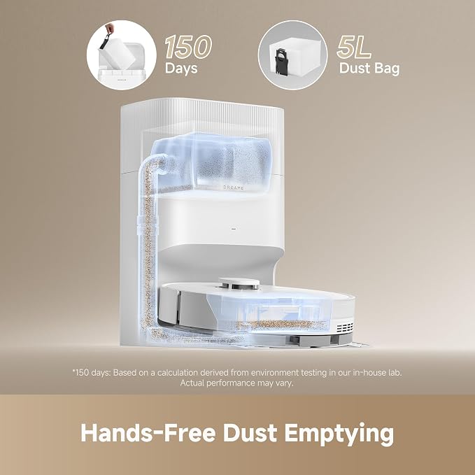 dreame D20 Plus Robot Vacuum and Mop, Detangling DuoBrush for Pet Hair | 13,000Pa Suction, Self-Emptying with 5L Dust Bag, LDS Mapping, App & Voice Control, Ideal for Hard Floors & Carpets