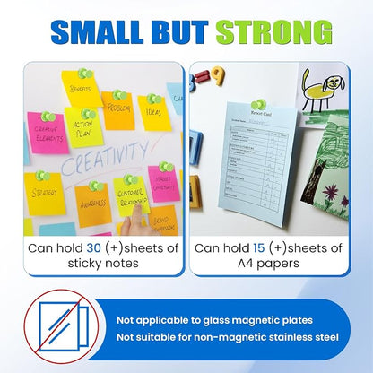 LOVIMAG Fridge Magnets 20Pcs, Magnet for Refrigerator Whiteboard, Green | Small Strong Neodymium Metal Cute Push Pin for Classroom, Kitchen, Accessories Decorative, Office, Calendar