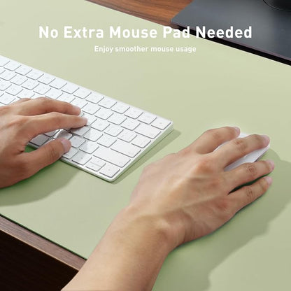 Aothia Leather Desk Pad Protector, Office Desk Mat, Large Mouse Pad, Non-Slip PU Leather Desk Blotter, Laptop Desk Pad, Waterproof Desk Writing Pad for Office and Home (48"x17", Grass Green)