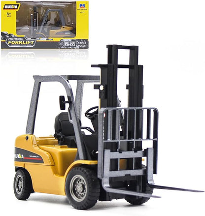 Dollox Die-cast Forklift Truck Toys, 1/50 Scale Manual Metal Engineering Vehicle Fork Truck, High Detail Construction Vehicles Model Collection Forklift Decoration Toy Gift for Kids