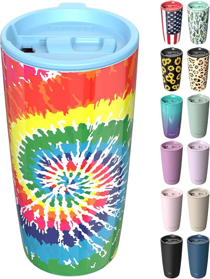 TILUCK 20 oz Insulated Coffee Tumbler with BPA-Free Lid | Travel Coffee Mug, Dishwasher Safe, Cup Holder Friendly, Double-Wall Vacuum Insulation for Hot & Cold Drinks, RotatingRainbow