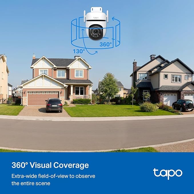 TP-Link Tapo 2K QHD Outdoor Pan/Tilt Wi-Fi Security Camera, 360° View, Motion Tracking, Color Night Vision, Free Person/Vehicle/Motion Detection, Cloud & SD Card Storage, 24/7 Recording, Tapo C520WS…