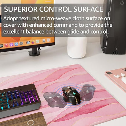KTRIO Large Gaming Mouse Pad, Desk Mat, 31.5 x 15.7 in, Pink Glow, XXL | Smooth Micro-Weave Surface, Artistic Pattern Design, Non-Slip Rubber Base, Durable Stitched Edges, Office & Home Use