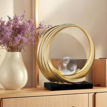 Dosker Modern Abstract Stripe Golden Shelf Decor Statues | Coffee Table Home Decor Sculpture,Desk Decoration for Living Room,Office (Golden)