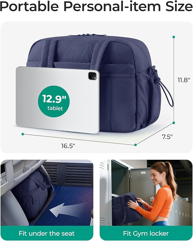 BAGSMART Duffle Bag for Travel, Gym Bag for Women, Weekender Carry on Bag | PVC Wet Pocket, Airline Approved Personal Carry-on Size, Fits Under-seat, One Bag for Gym, Travel, Hospital, Overnight