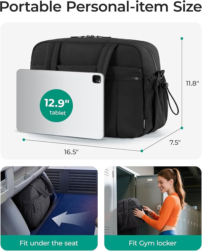 BAGSMART Duffle Bag for Travel, Gym Bag for Women, Weekender Carry on Bag | PVC Wet Pocket, Airline Approved Personal Carry-on Size, Fits Under-seat, One Bag for Gym, Travel, Hospital, Overnight