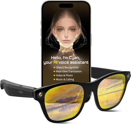 Innovative Smart Glasses,2026 Cutting-Edge AI HD Camera Glasses,AI Voice Assistant,Object Recognition,100+ Languages Real-time Translation,Support Video Photo Music Calling,Wearable Tech for Men Women