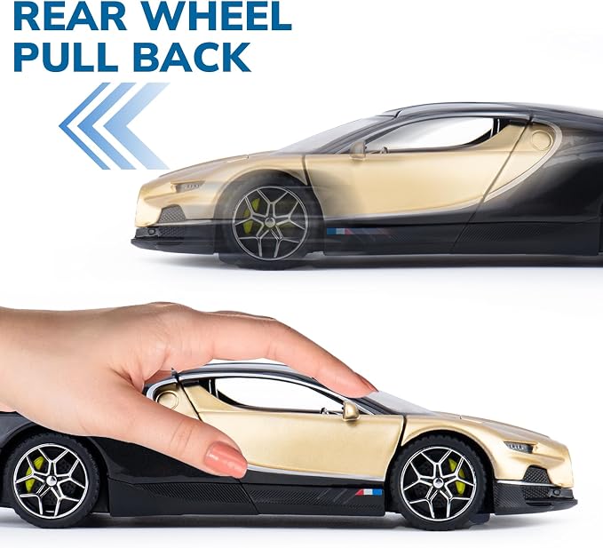 Car Toys for Boys 1 32 Diecast Cars Collectibles Car Model Kit,Metal Toy Car for Boys and Girls,Pull Back Cars with Lights and Sounds,Cars for Kids Ages 3-5（Gold）