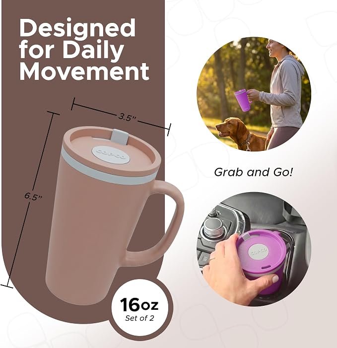 Copco Cone Desk Mug 16 Oz - Purple/Brown, Set of 2