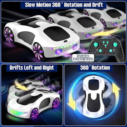 HuiJuKeJi Gesture Sensing RC Stunt Car with USB Charging Dock, 360° Rotate Drift Car, 2.4GHz Dual Remote Control, Cool Spray Mist & LED Lights, Birthday Gift for Kids Boys Girls Age 6-12
