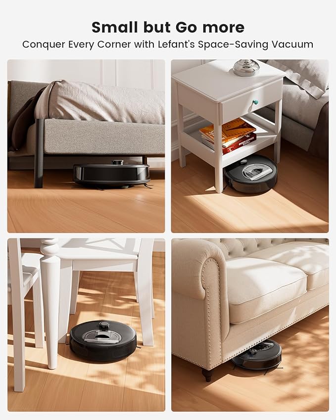 Lefant Robot Vacuum and Mop, 450ml Visible Dustbin, Upgraded 190° PSD Obstacle Avoidance, Customized Cleaning, Multi-Floor Mapping, 150 Mins Runtime, 2.4G/5G WiFi, Pet Hair & Carpets, M330 Pro