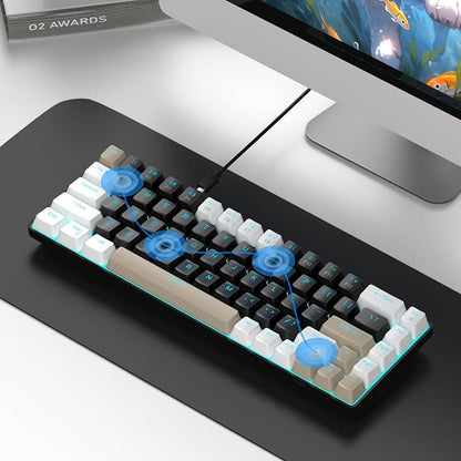 MageGee Portable 60% Mechanical Gaming Keyboard, MK-Box LED Backlit Compact 68 Keys Mini Wired Office Keyboard with Brown Switch for Windows Laptop PC Mac - Black/Coffee Color