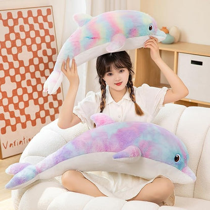 Dolphin Stuffed Animals Plush Pillows Soft Sea Animal Plush Dolls Stuffed Animal Plushies (Pinkish Yellow-19.2 Inches)