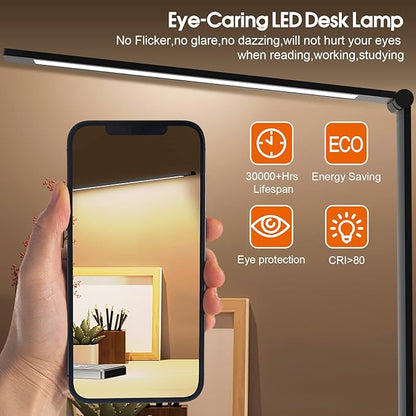 LED Desk Lamp with 10W Fast Wireless Charger, Dimmable Eye Caring Reading Desk Lamps for Office Home, Desk Light with 5 Lighting & 10 Brightness, Touch Control Table Lamp Dorm for Study Gifts BEYONDOP
