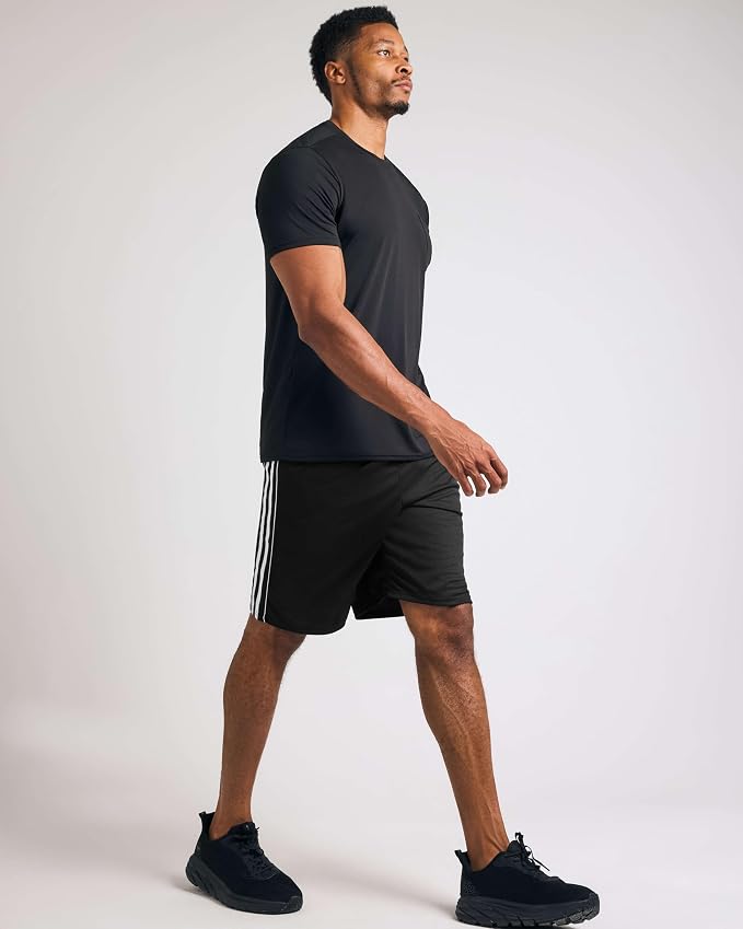 5 Pack Men's Mesh Shorts Athletic Basketball Sports Gym Workout Pockets | Cooling Moisture-Wicking, 9", Long, Quick-Dry, Breathable, Elastic Drawstring Waistband. Running, Exercise, Soccer, Training.