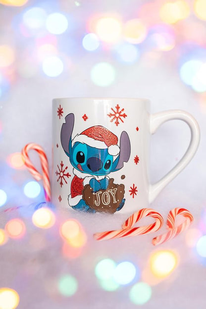 Silver Buffalo Disney Lilo and Stitch Santa Glitter, Ceramic Mug, 14oz | Dressed as, Christmas, Holiday Joy, 0.4 Liters